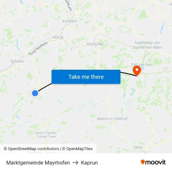 Marktgemeinde Mayrhofen to Kaprun map