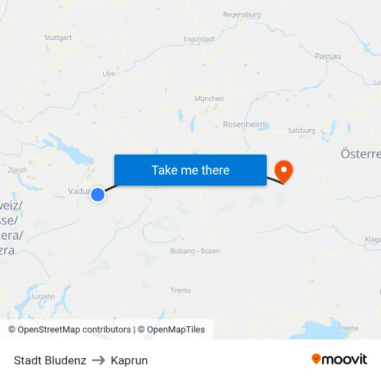 Stadt Bludenz to Kaprun map