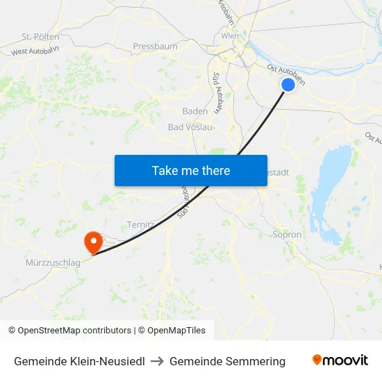 Gemeinde Klein-Neusiedl to Gemeinde Semmering map