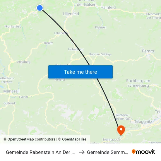 Gemeinde Rabenstein An Der Pielach to Gemeinde Semmering map
