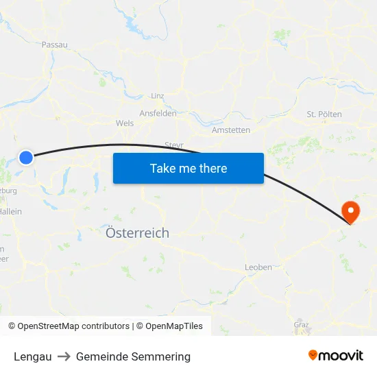 Lengau to Gemeinde Semmering map