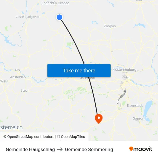 Gemeinde Haugschlag to Gemeinde Semmering map