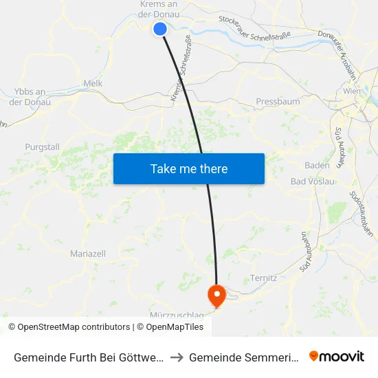 Gemeinde Furth Bei Göttweig to Gemeinde Semmering map