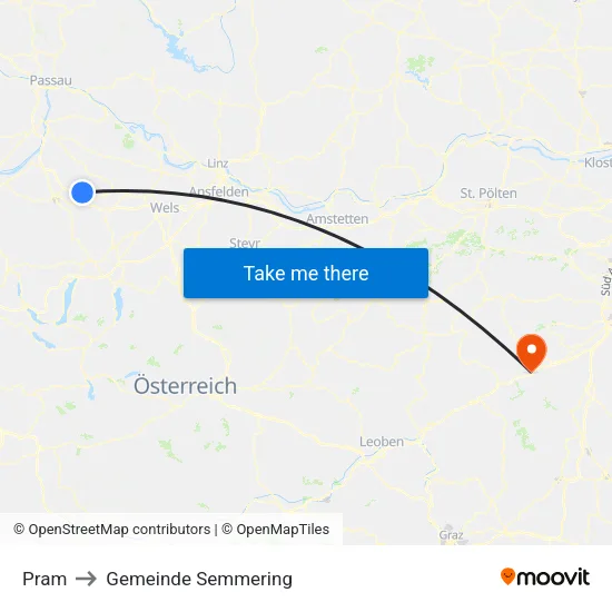 Pram to Gemeinde Semmering map