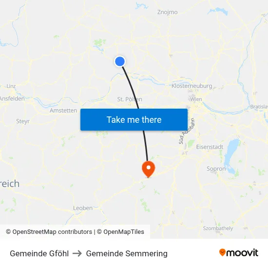 Gemeinde Gföhl to Gemeinde Semmering map