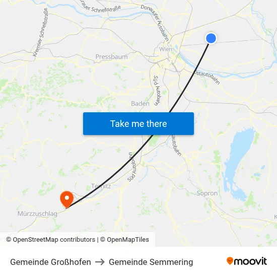 Gemeinde Großhofen to Gemeinde Semmering map