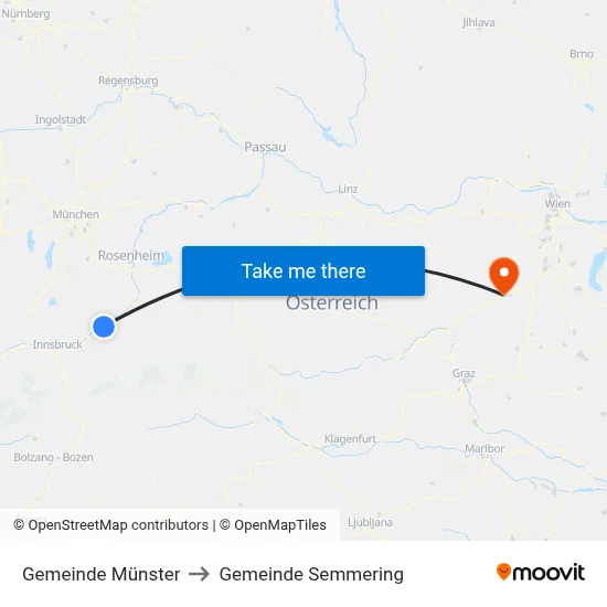 Gemeinde Münster to Gemeinde Semmering map