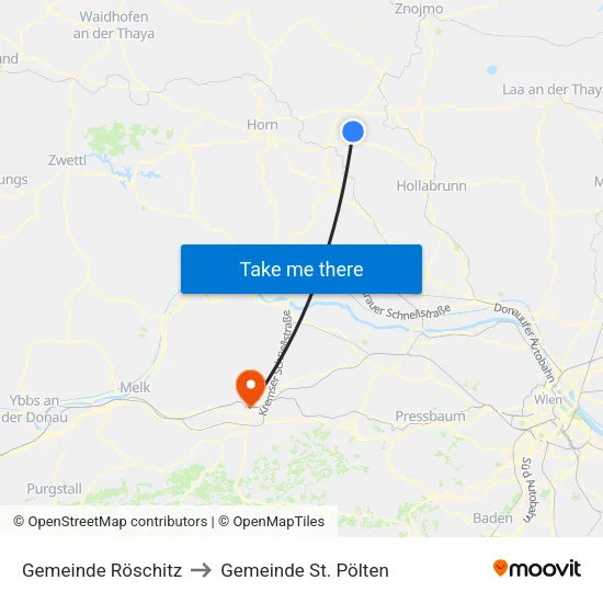 Gemeinde Röschitz to Gemeinde St. Pölten map
