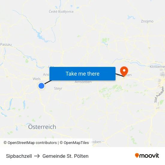 Sipbachzell to Gemeinde St. Pölten map