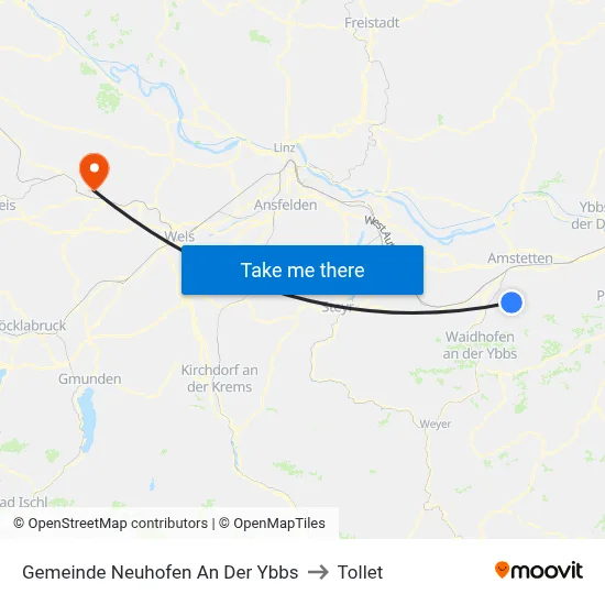Gemeinde Neuhofen An Der Ybbs to Tollet map