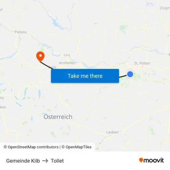 Gemeinde Kilb to Tollet map