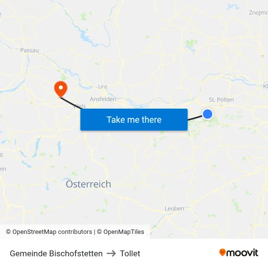 Gemeinde Bischofstetten to Tollet map