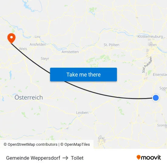 Gemeinde Weppersdorf to Tollet map