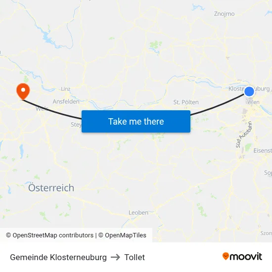 Gemeinde Klosterneuburg to Tollet map