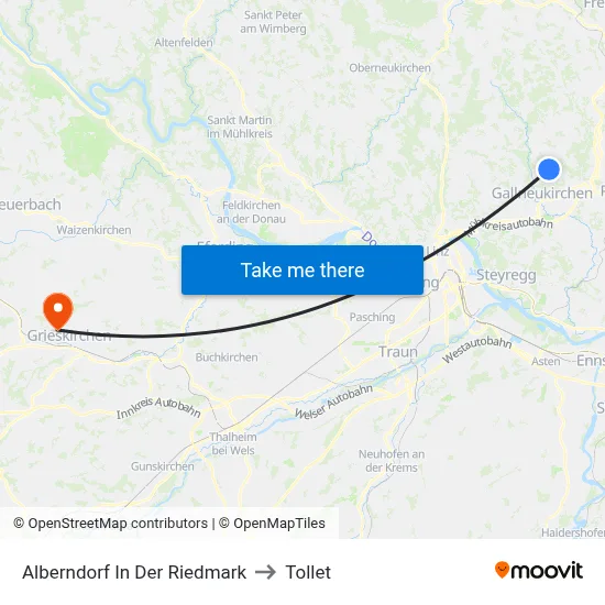 Alberndorf In Der Riedmark to Tollet map