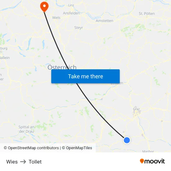 Wies to Tollet map