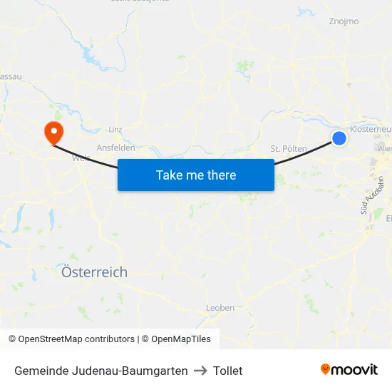 Gemeinde Judenau-Baumgarten to Tollet map