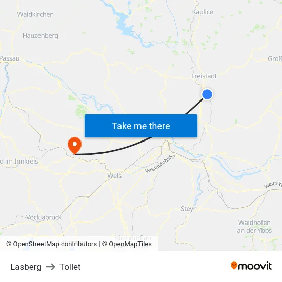 Lasberg to Tollet map