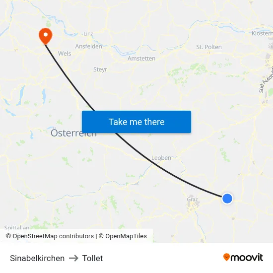 Sinabelkirchen to Tollet map