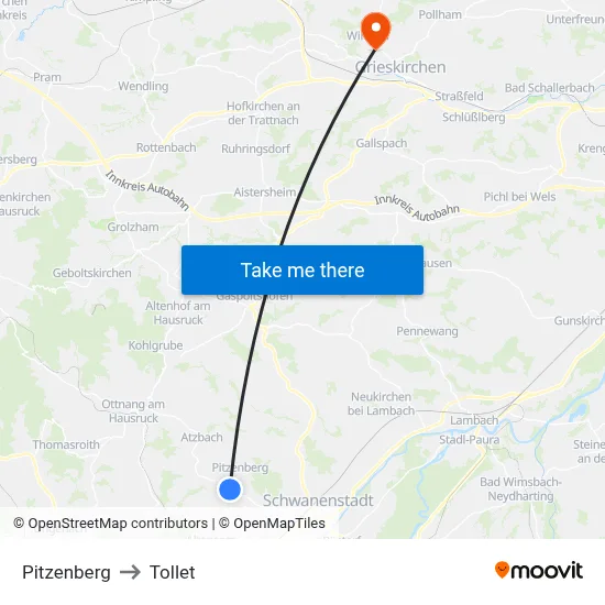 Pitzenberg to Tollet map
