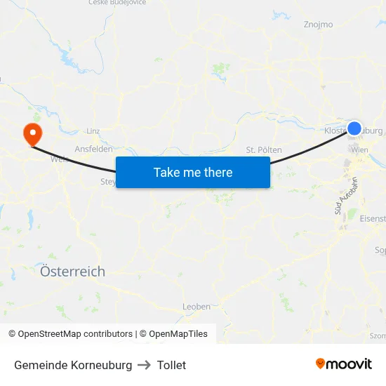 Gemeinde Korneuburg to Tollet map