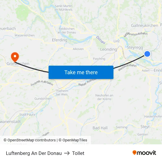 Luftenberg An Der Donau to Tollet map