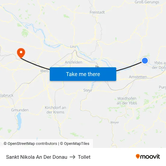 Sankt Nikola An Der Donau to Tollet map