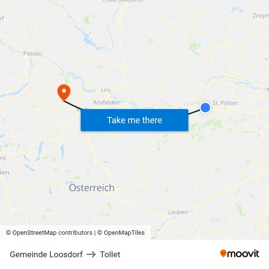 Gemeinde Loosdorf to Tollet map
