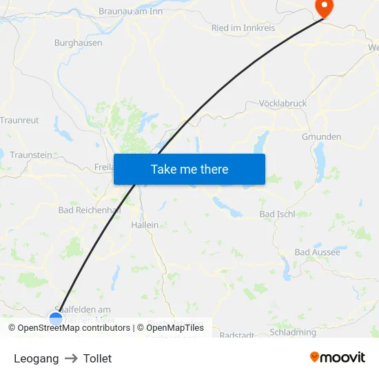 Leogang to Tollet map
