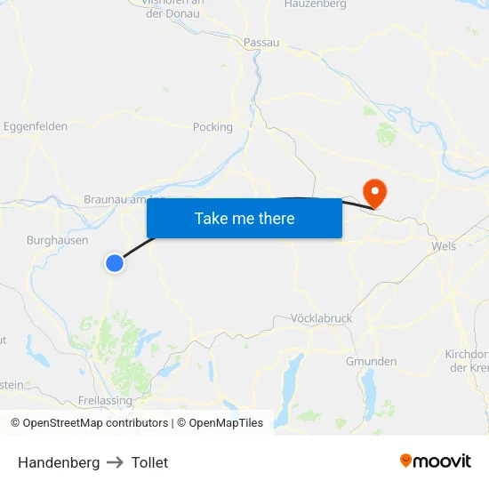 Handenberg to Tollet map