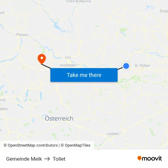 Gemeinde Melk to Tollet map