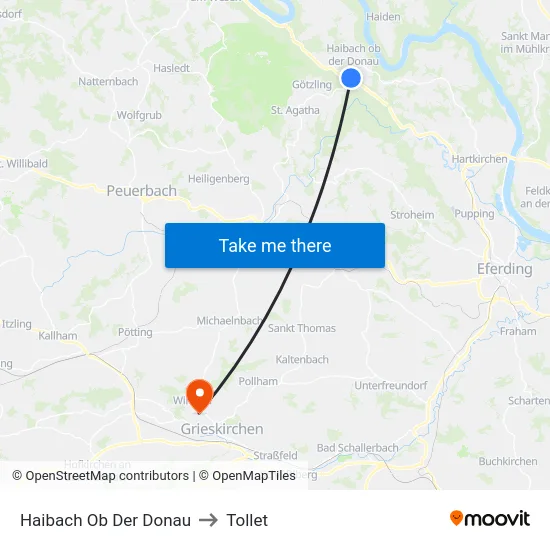 Haibach Ob Der Donau to Tollet map