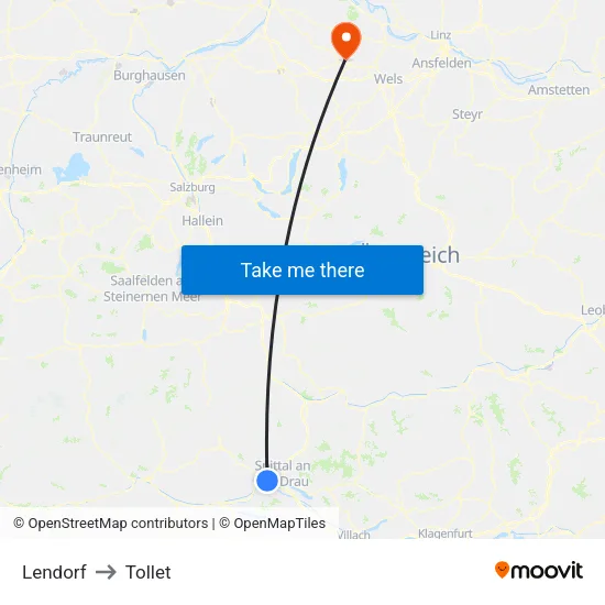 Lendorf to Tollet map