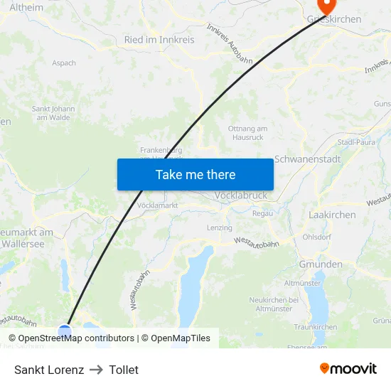 Sankt Lorenz to Tollet map