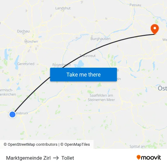 Marktgemeinde Zirl to Tollet map
