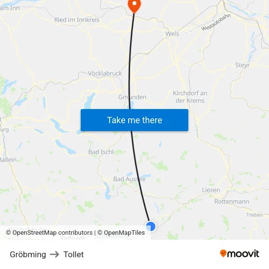 Gröbming to Tollet map