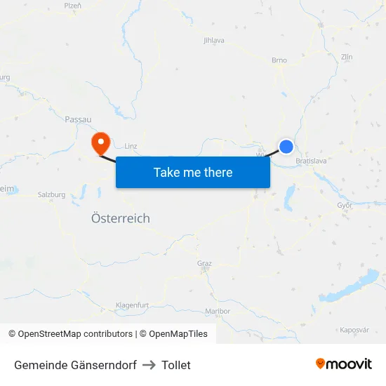 Gemeinde Gänserndorf to Tollet map