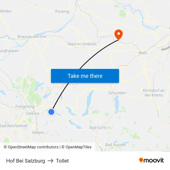 Hof Bei Salzburg to Tollet map