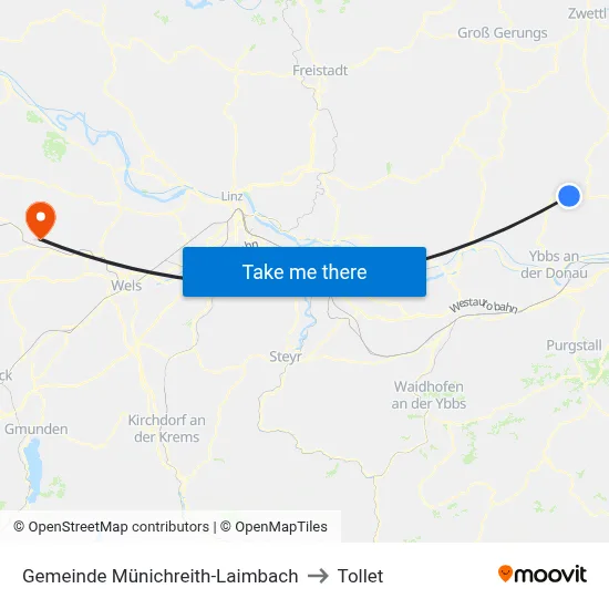 Gemeinde Münichreith-Laimbach to Tollet map