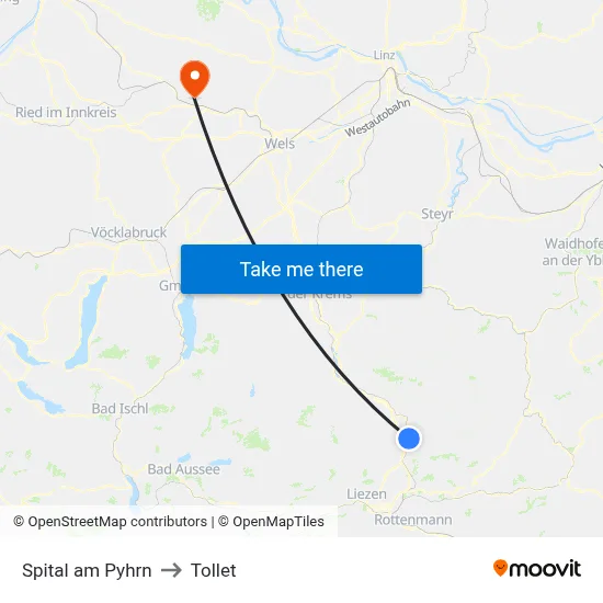 Spital am Pyhrn to Tollet map