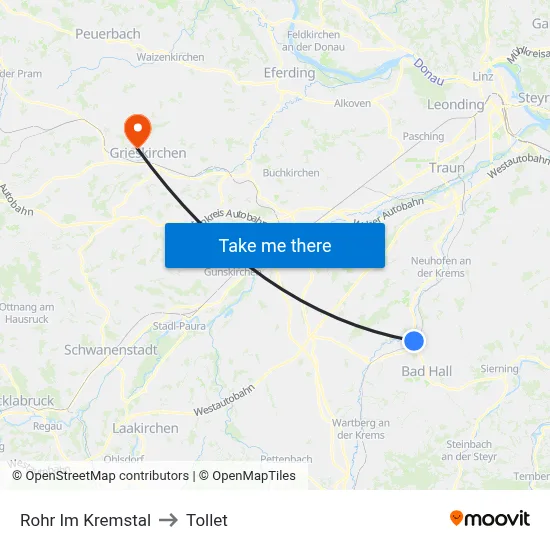 Rohr Im Kremstal to Tollet map