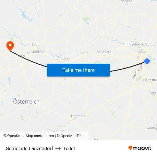 Gemeinde Lanzendorf to Tollet map