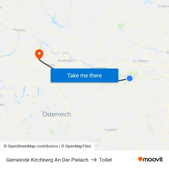 Gemeinde Kirchberg An Der Pielach to Tollet map