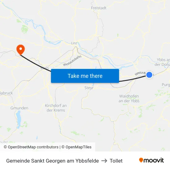 Gemeinde Sankt Georgen am Ybbsfelde to Tollet map