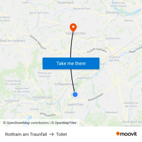 Roitham am Traunfall to Tollet map