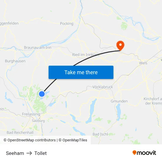 Seeham to Tollet map
