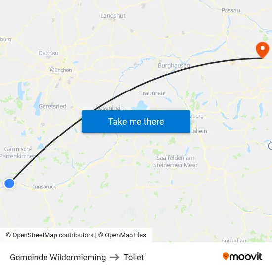 Gemeinde Wildermieming to Tollet map