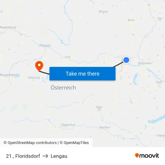 21., Floridsdorf to Lengau map