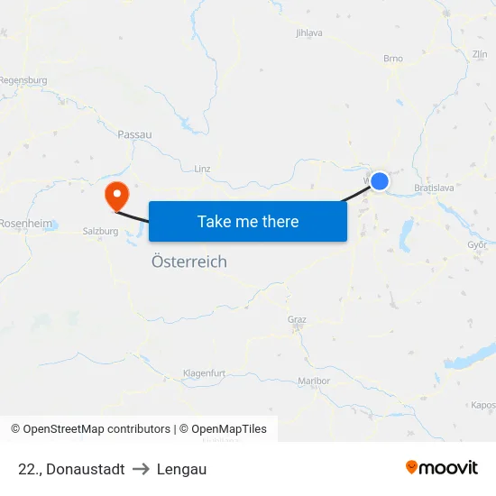22., Donaustadt to Lengau map