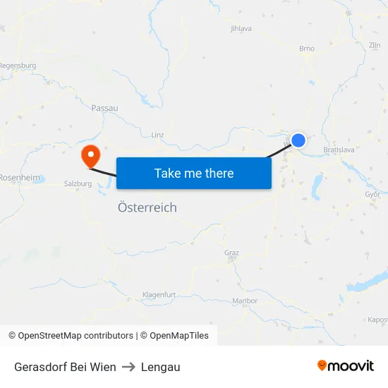Gerasdorf Bei Wien to Lengau map